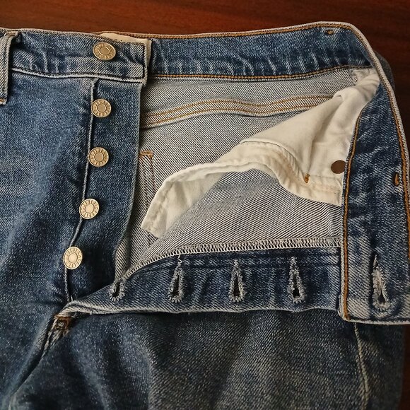 Agolde Jeans Size 27 Nico Ankle Crop High Rise Button Fly Distressed Blue Denim - Picture 7 of 10